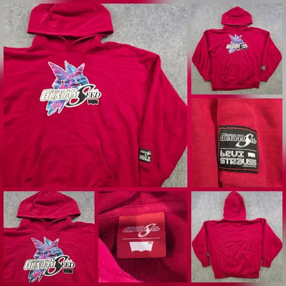 Levi Strauss Signature Other - Levi Strauss Hoodie Mens Medium Red Mobile Suit Gundam Seed Anime Sweatshirt